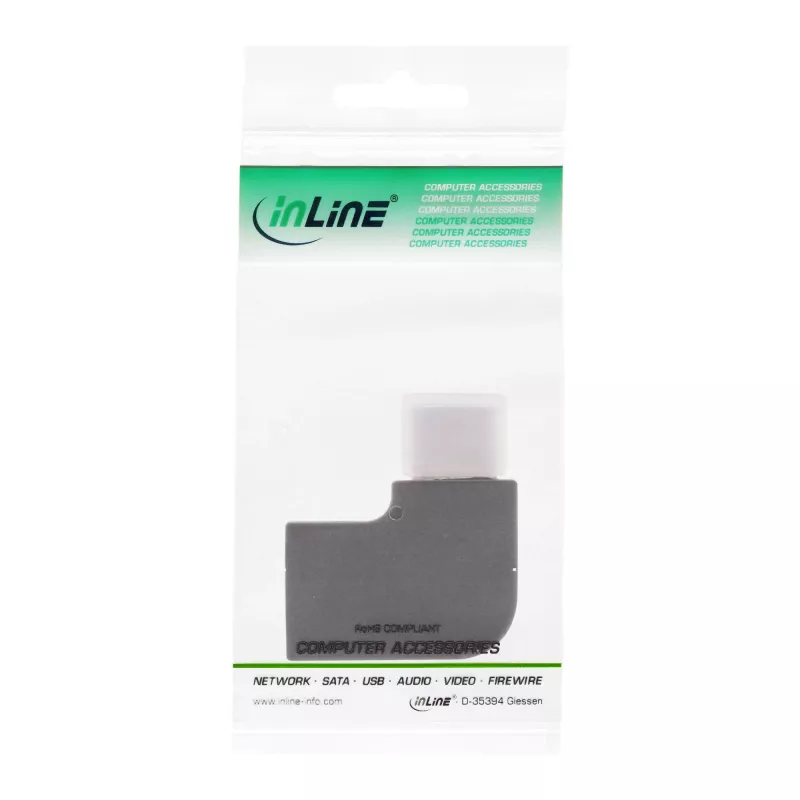 InLine USB 3.2 Gen.2 -adapteri, USB-C -pistoke / USB-C -liitäntä, kulmamalli