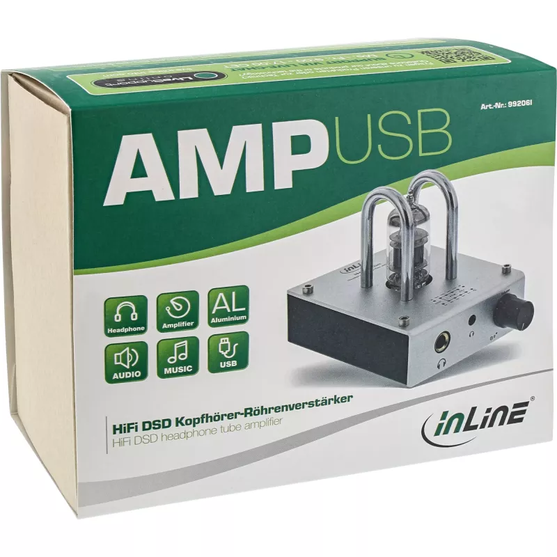 InLine AmpUSB, Hi-Res AUDIO HiFi DSD USB -audiodac, putkivahvistin