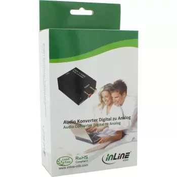 InLine audiomuunnin digitaalisesta analogiseen tulo Toslink tai RCA lähtö 2x RCA stereo