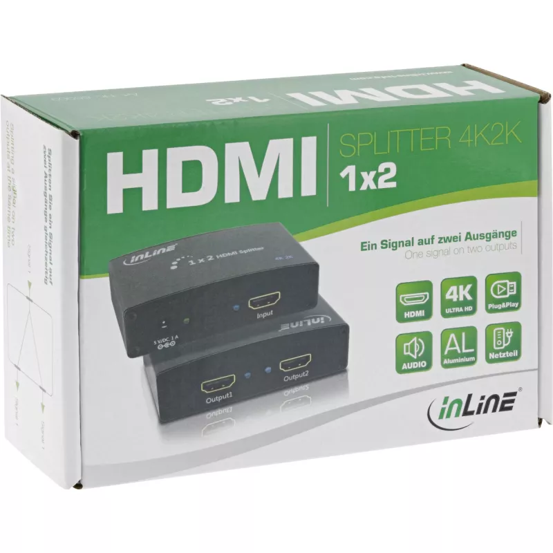 InLine HDMI-jakaja, 2-osainen, 4K2K-yhteensopiva