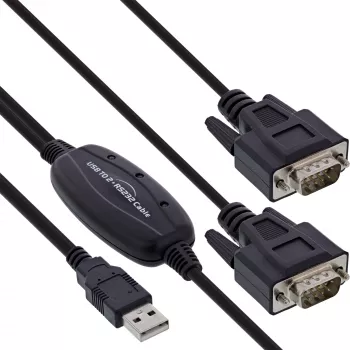 InLine USB 2.0 - 2x sarjaporttikaapeli USB Type-A - 2x 9-pin Sub-D uros 1,5 m