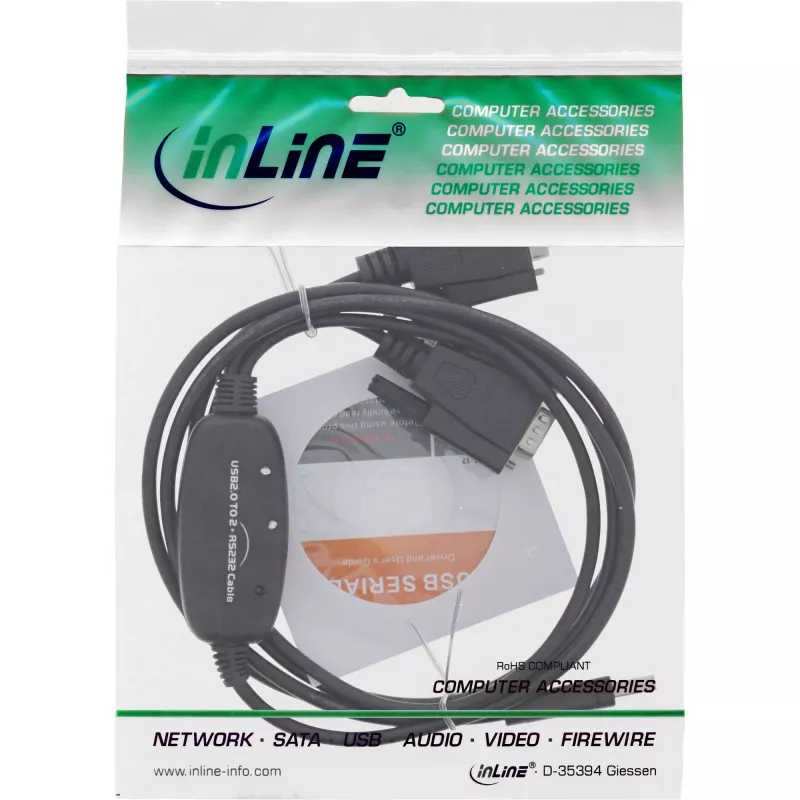 InLine USB 2.0 - 2x sarjaporttikaapeli USB Type-A - 2x 9-pin Sub-D uros 1,5 m