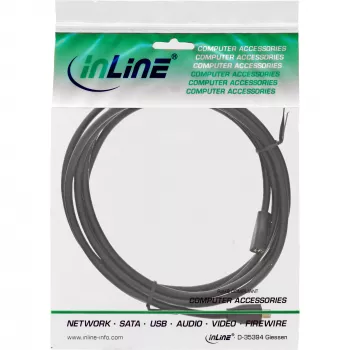 InLine Micro-USB 2.0 jatkokaapeli, Micro-B uros/naaras, musta/kulta, 3 m