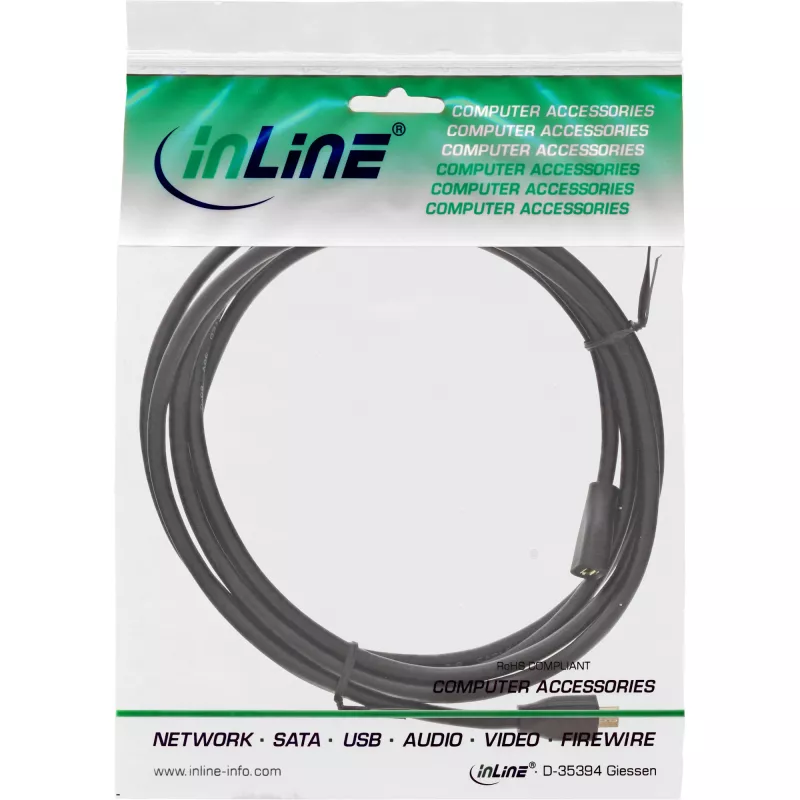 InLine Micro-USB 2.0 jatkokaapeli, Micro-B uros/naaras, musta/kulta, 1,5 m