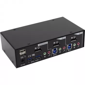 InLine Desktop KVM -kytkin 2 porttia DisplayPort USB 3.0 -keskitin audiotoiminnolla