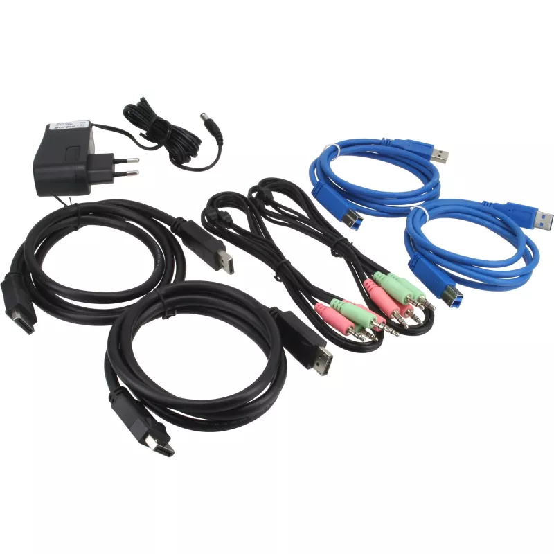 InLine Desktop KVM -kytkin 2 porttia DisplayPort USB 3.0 -keskitin audiotoiminnolla