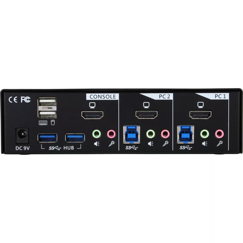 InLine Desktop KVM -kytkin, 2 porttia, HDMI, USB 3.0 -keskitin, audiotoiminnolla