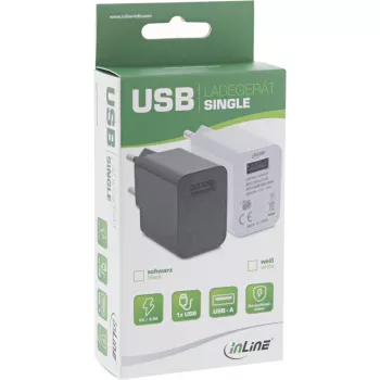 InLine USB-laturi Single, 100-240V - 5V/2,5A, valkoinen
