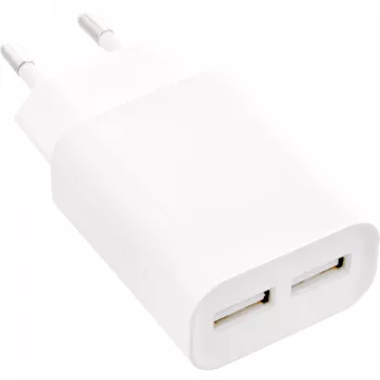 InLine USB-laturi DUO, 2 porttia 100-240VAC - 5V / 2.1A valkoinen
