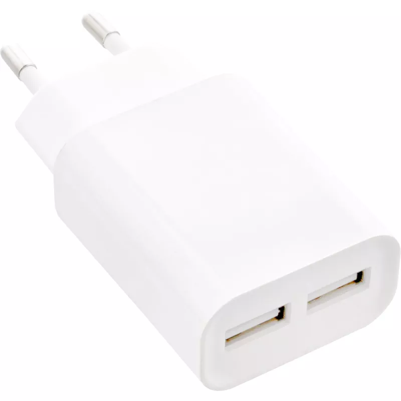 InLine USB-laturi DUO, 2 porttia 100-240VAC - 5V / 2.1A valkoinen