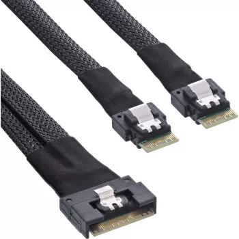 InLine ohut SAS-kaapeli, SFF-8654 8i - 2x SFF-8654 4i, 0,5 m