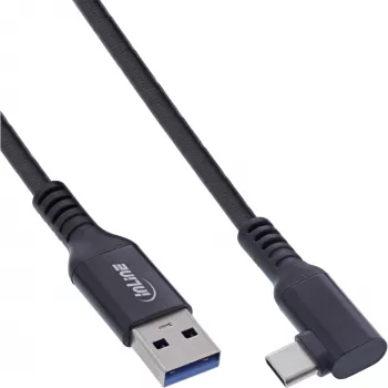 InLine USB 3.2 Gen.1 -kaapeli, USB-C-pistoke kulma - USB-A-pistoke VR:lle, musta, 5 m