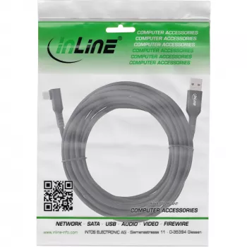 InLine USB 3.2 Gen.1 -kaapeli, USB-C-pistoke kulma - USB-A-pistoke VR:lle, musta, 5 m