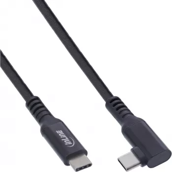 InLine USB 3.2 Gen.1 -kaapeli, USB Type-C -pistoke/pistoke kulma VR:lle, musta, 5 m