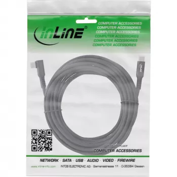 InLine USB 3.2 Gen.1 -kaapeli, USB Type-C -pistoke/pistoke kulma VR:lle, musta, 5 m