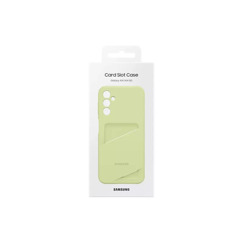 Samsung EF-OA146 korttitaskullinen takakuori Galaxy A14 / A14 5G -puhelimille, TPU, lime