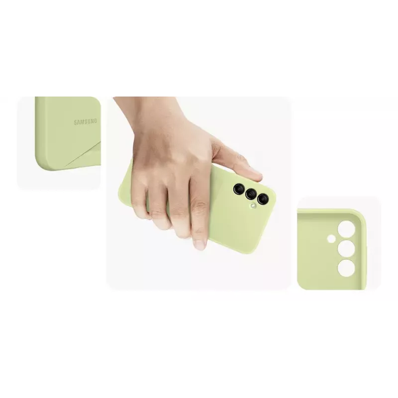 Samsung EF-OA146 korttitaskullinen takakuori Galaxy A14 / A14 5G -puhelimille, TPU, lime