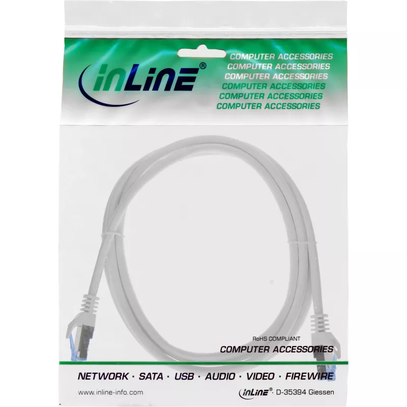 InLine 72601 verkkokaapeli harmaa 1 m Cat6a S/FTP (S-STP)