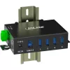 InLine 35396A USB 3.2 Gen 1 -teollisuushubi, 4x USB-A, USB-B-isäntäportti, 5 Gbit/s, alumiinikotelo, musta, virtalähteellä