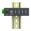 InLine 35396A USB 3.2 Gen 1 -teollisuushubi, 4x USB-A, USB-B-isäntäportti, 5 Gbit/s, alumiinikotelo, musta, virtalähteellä