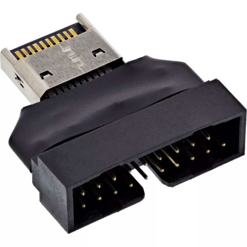 InLine 33446T kaapeliadapteri USB Type-E Key A, 20-napainen USB 3.0 header, 19-napainen musta