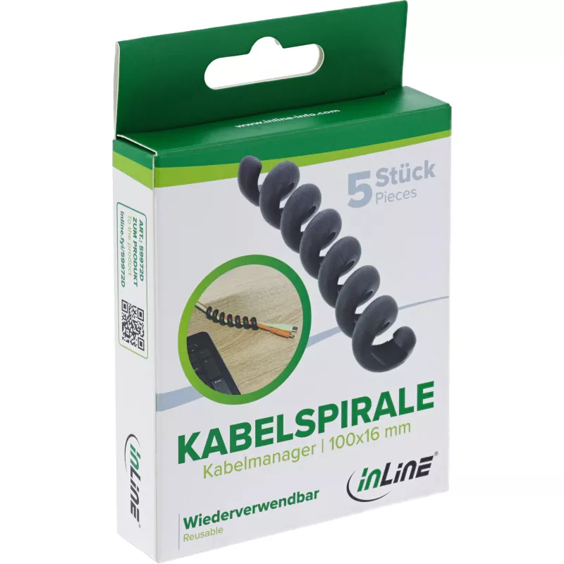 InLine 59972D kaapeliorganisaattori yleismalli kaapelisuojus musta 5 kpl