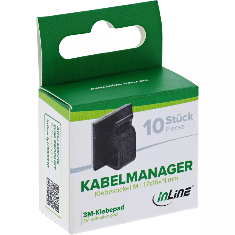 InLine 59971E kaapelinhallinta yleismalli kaapelikoukku musta 10 kpl