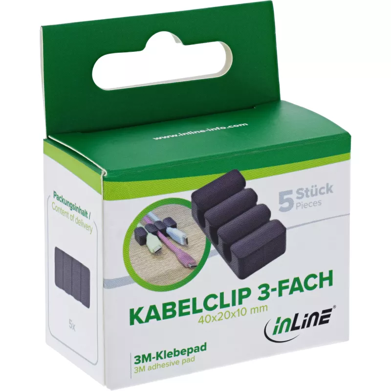 InLine 59971J kaapeliorganisaattori yleismalli kaapeliklipsi musta 5 kpl