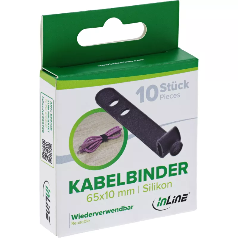 InLine 59972B kaapeliside tikkaiden kaapeliside silikoni musta 10 kpl