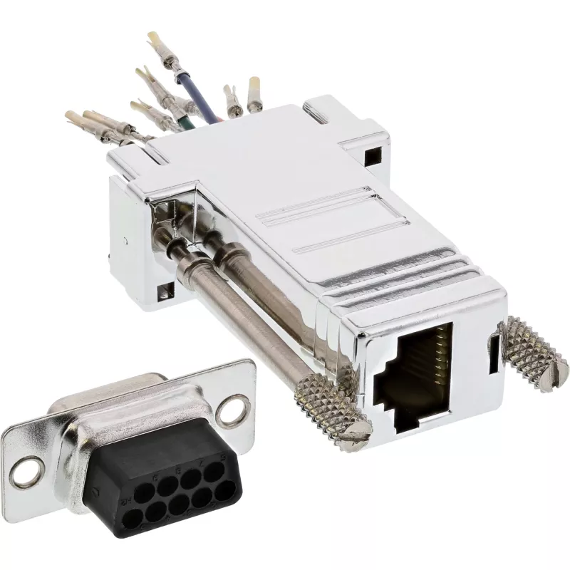 InLine adapteri DB9 naaras / RJ45 8P8C naaras metalloitu kotelo 68889L