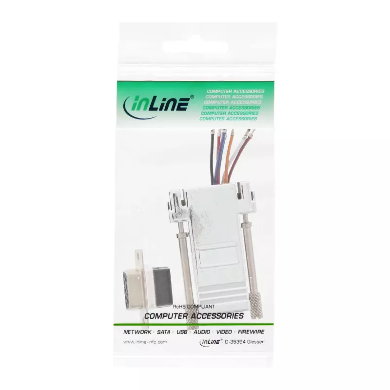 InLine adapteri DB9 naaras / RJ45 8P8C naaras metalloitu kotelo 68889L