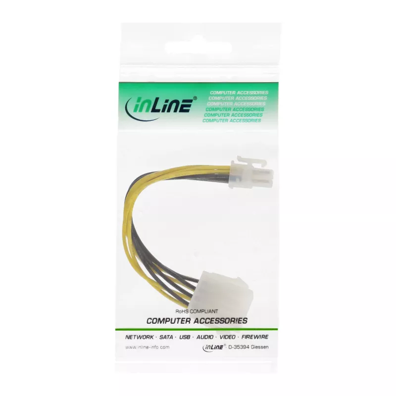 InLine emolevyn virtalähdesovitin ATX 2.0/EPS 8-pin / 12V ATX1.3 4-pin 0,15 m