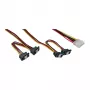 InLine sisäinen Y-virtakaapeli 1x Molex / 4x SATA kulmaliitin lukituksilla 0,40+0,55 m