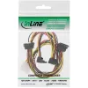 InLine sisäinen Y-virtakaapeli 1x Molex / 4x SATA kulmaliitin lukituksilla 0,40+0,55 m