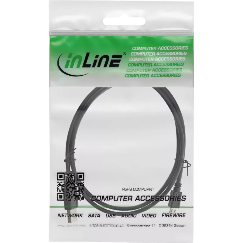 InLine Micro-USB 2.0 -kaapeli, USB Type-A-uros / Micro-B-uros, musta, 2 m