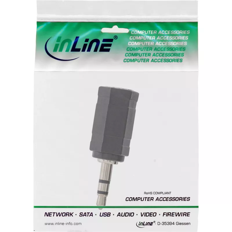 Äänisovitin 2,5 mm kuulokejakki / 3,5 mm kuulokepistoke stereo InLine 99309