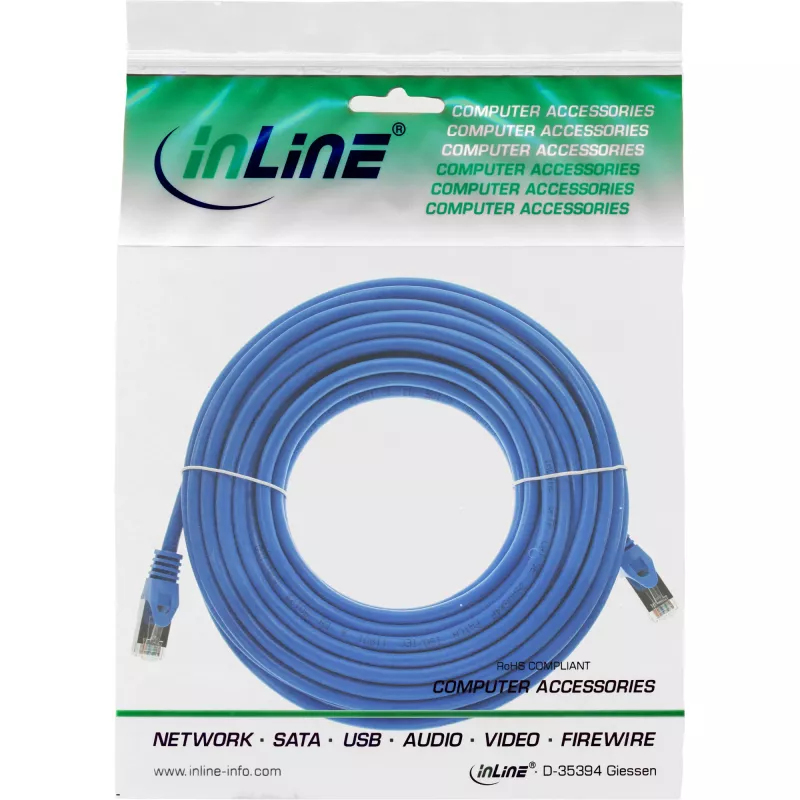 InLine verkkokaapeli SF/UTP Cat.5e sininen 10m