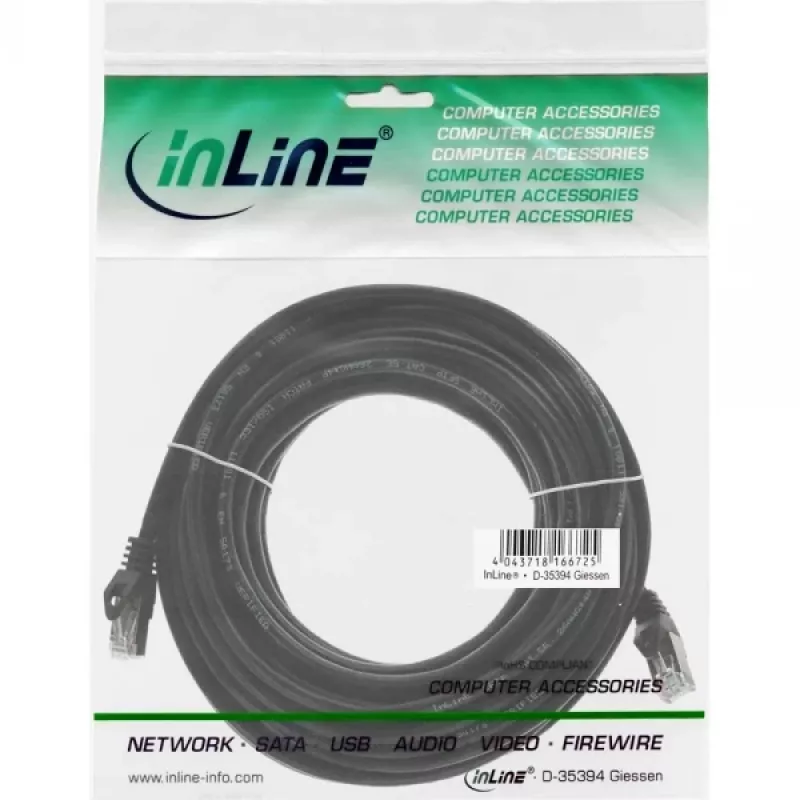 Verkkokaapeli InLine 71500S RJ-45 Cat5e 10 m musta