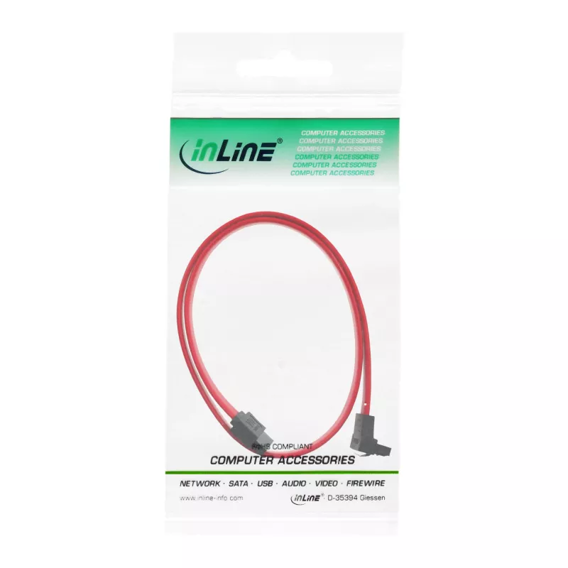 InLine SATA-kaapeli 150/300/600 SATA -liitäntöihin kulmikas lukituksilla 90° 0,7 m