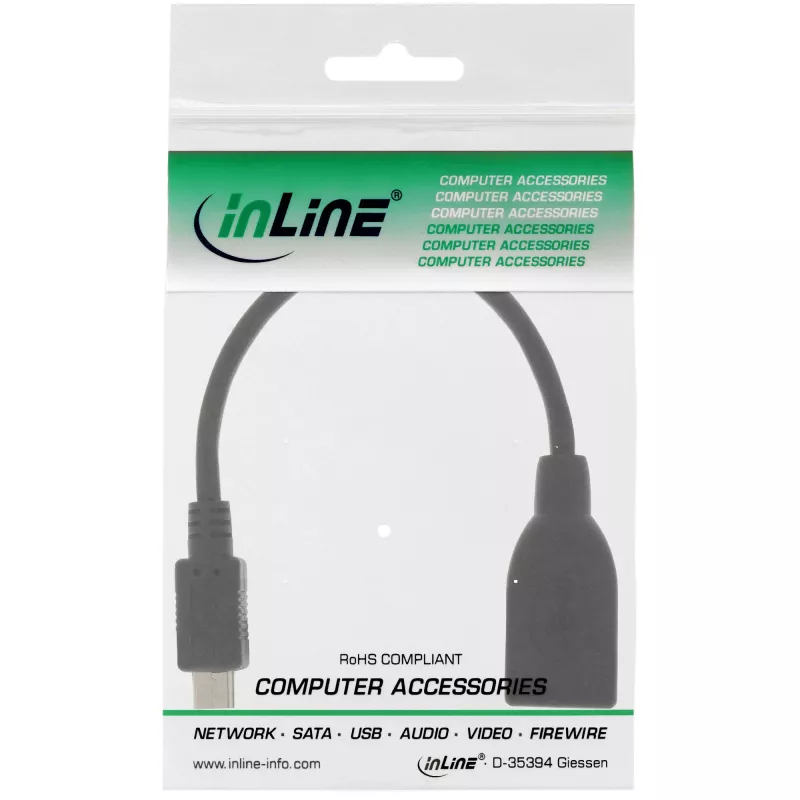 InLine Micro-USB-OTG-adapterikaapeli, Micro-B-uros USB-A-naaras, 0,1 m