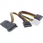 InLine SATA-virtasovitinkaapeli uros-liitin naarasliittimeen 2x SATA + 4-pin Molex-virtaliitäntä