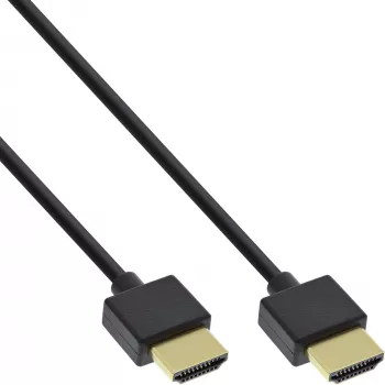 InLine High Speed HDMI -kaapeli Ethernetillä, AM/AM, erittäin ohut, musta/kulta, 1,5 m