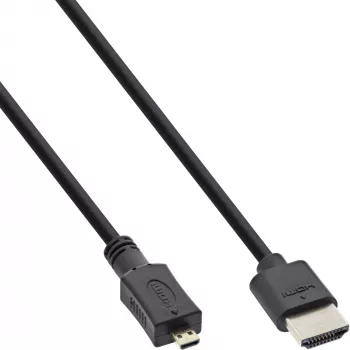 InLine High Speed HDMI -kaapeli Ethernetillä, AM/DM, erittäin ohut, musta/kulta, 0,5 m