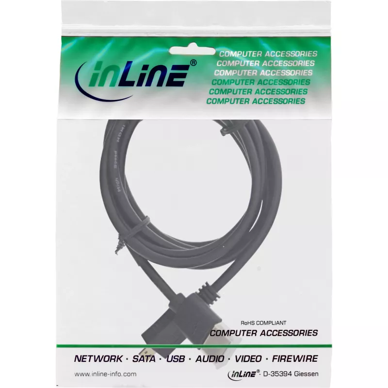 InLine High Speed HDMI -kaapeli Ethernetillä, A-uros / D-uros, erittäin ohut, musta/kulta, 1,5 m