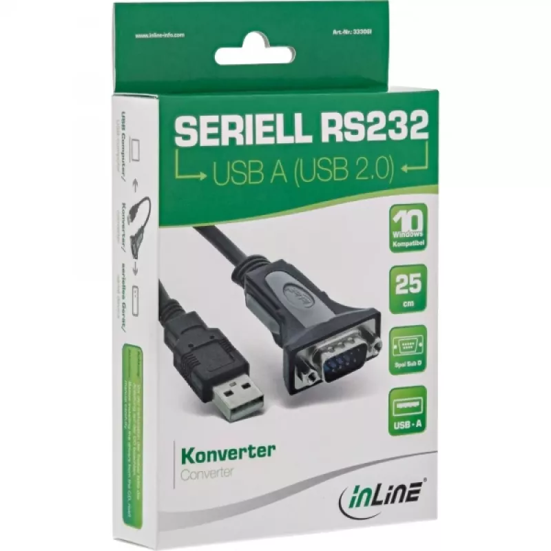 USB 2.0 -sarja-adapterikaapeli InLine 33306I 0,25 m musta