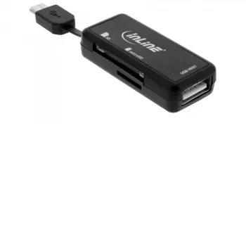 InLine OTG-kortinlukija Dual Flex SD, microSD USB-portilla ja 2 korttipaikalla