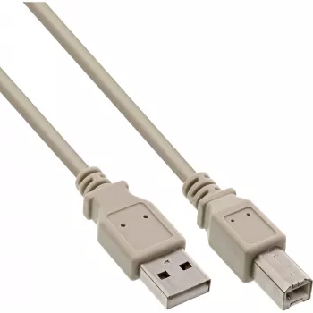 USB 2.0 -kaapeli Type-A uros / B uros beige 5 m InLine 34555H