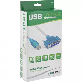 USB-tulostinkaapeli InLine 33397I 1,8 m Type-A-uros DB25-naaras
