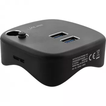 InLine USB 3.0 -monisovitin, 2x USB-A, RJ45, SD/microSD-kortinlukija, musta
