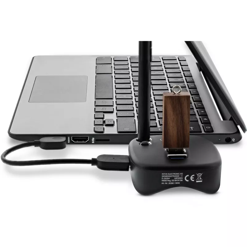 InLine USB 3.0 -monisovitin, 2x USB-A, RJ45, SD/microSD-kortinlukija, musta